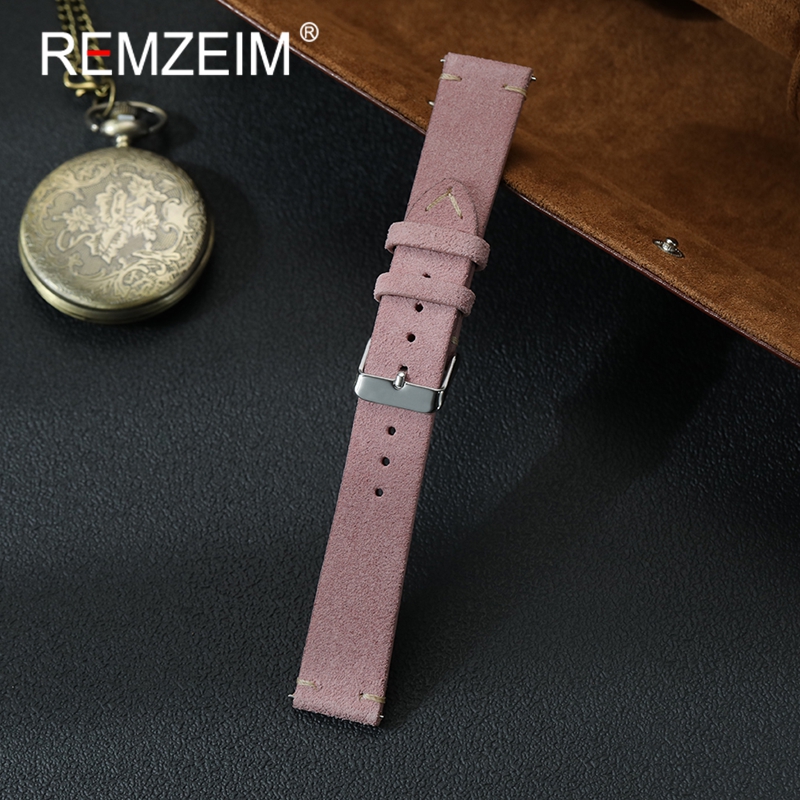 Women Men Handmade Watch Strap 18mm 20mm 22mm Smartwatch Band Quick Release Vintage Suede Leather Wrist Bracelets