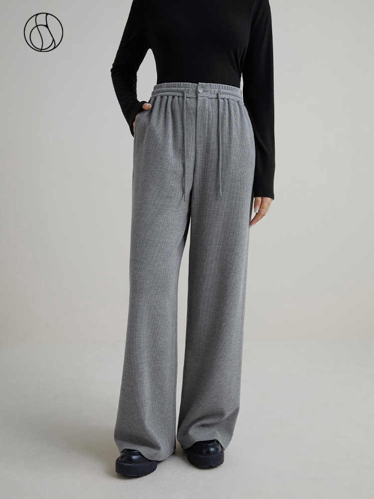 Dushu 【 Länge Option 】 Sport Stil Freizeit hohe Taille lose gerade Hosen für Frauen Winter neue vielseitige lange Hosen weiblich