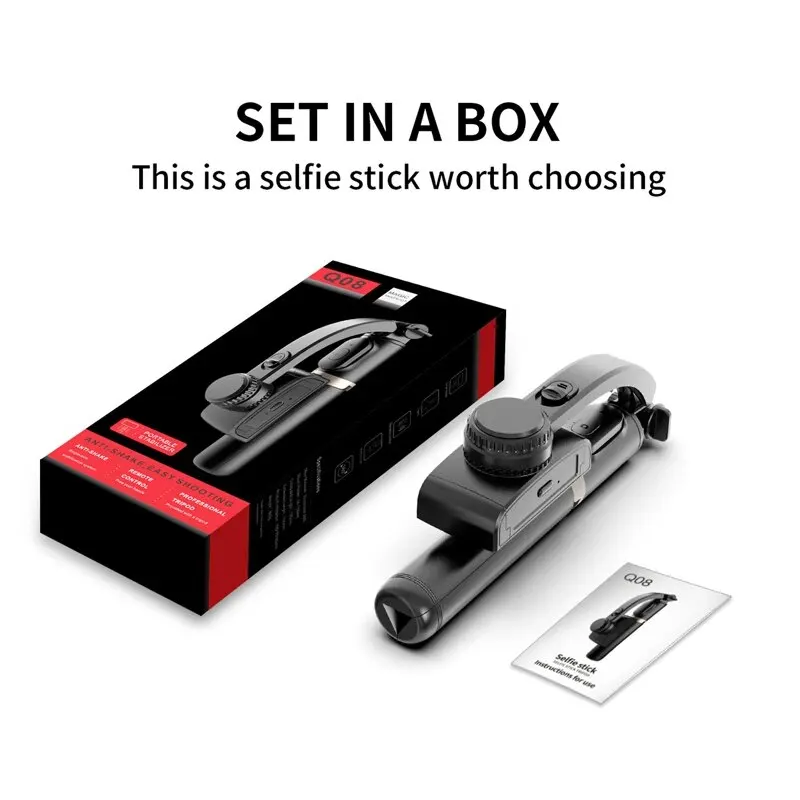 Q08 palmare Gimbal Stabilisateur Estabilizador Selfie Stick Fill Light Smartphone Action Kameralar Bluetooth treppiede Gymba