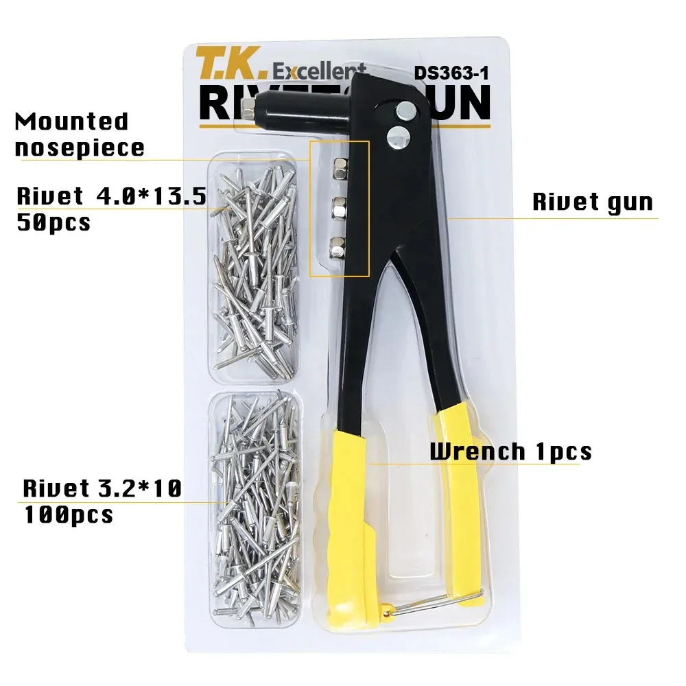 Heavy Duty Riveter ชุด,Pop Rivet Gun และ 150 ชิ้น Blind Rivets Assortment Kit เครื่องมือ Rivet Nut เครื่องมือ