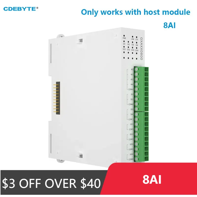 8AI Analog Switch Erfassung RJ45 RS485 CDEBYTE GXAXX0800 Verteiltes Remote IO Erweiterungsmodul Modbus Schnelle Debugging PNP NPN