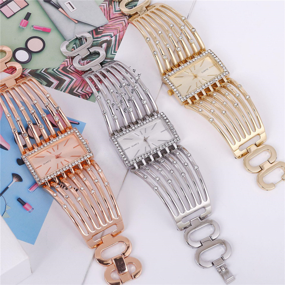 UTHAI W24 relojes de cuarzo a la moda para mujer, pulsera de acero inoxidable para mujer, reloj hueco informal, reloj de pulsera para chica, joyería