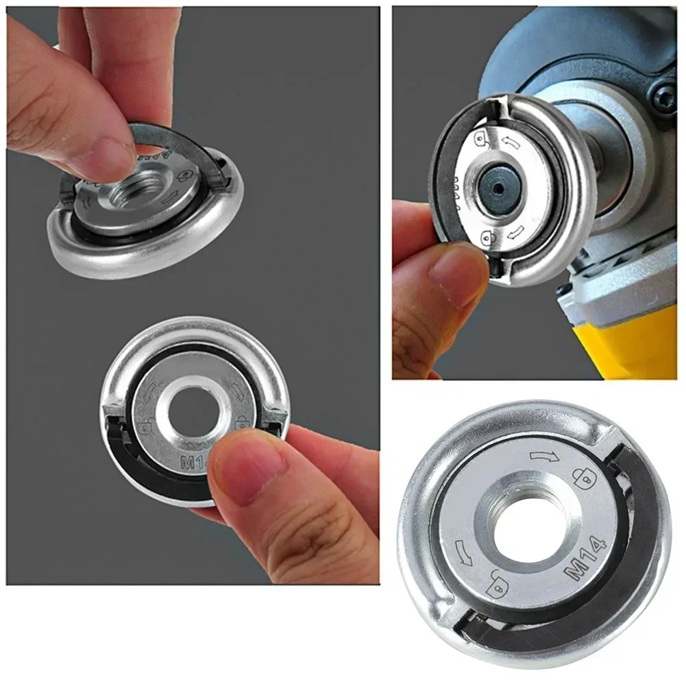 M14 Quick Release Self-Locking Grinder Pressing Plate Flange Nut Power Chuck Tools Common Thread Angle Grinder