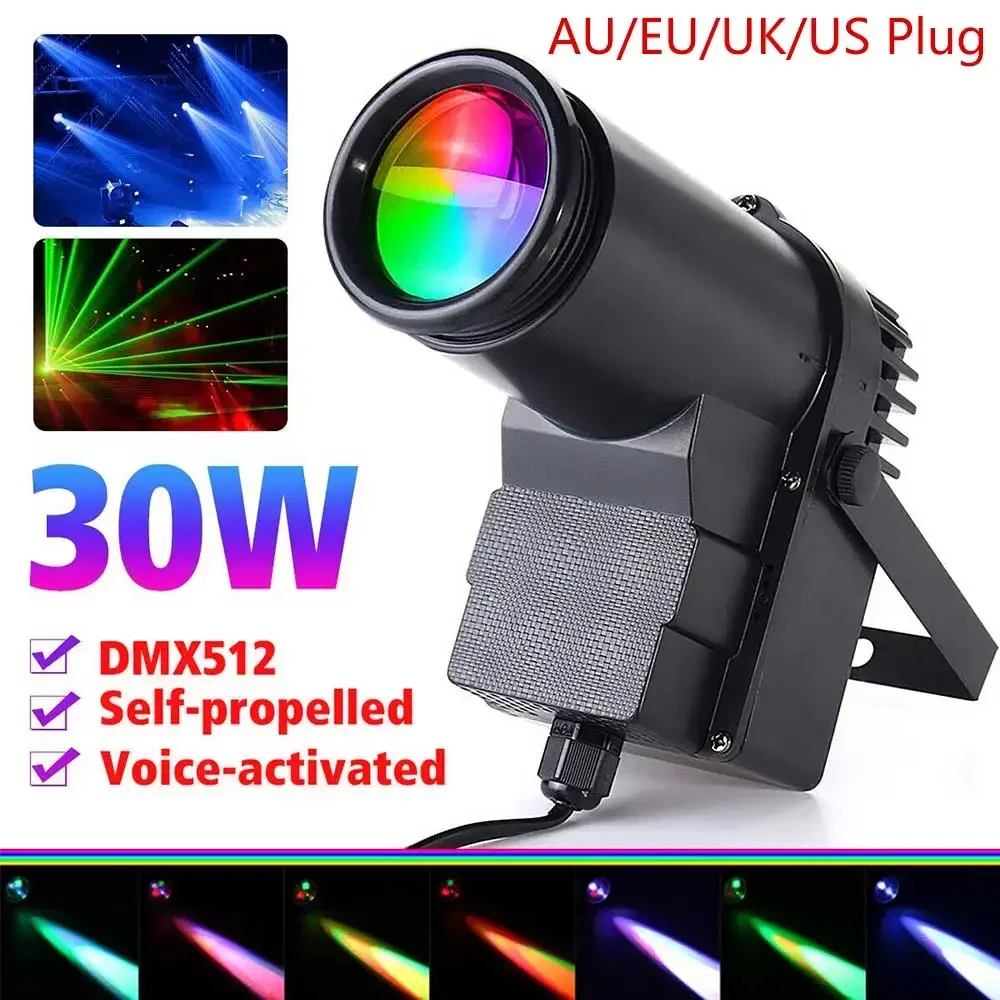 30W RGBW LED Pinspot Light Stage Light Mini Spotlights DMX512 Colorfull Disco Beam For DJ Party KTV Mirror Ball Pin Spot Lights