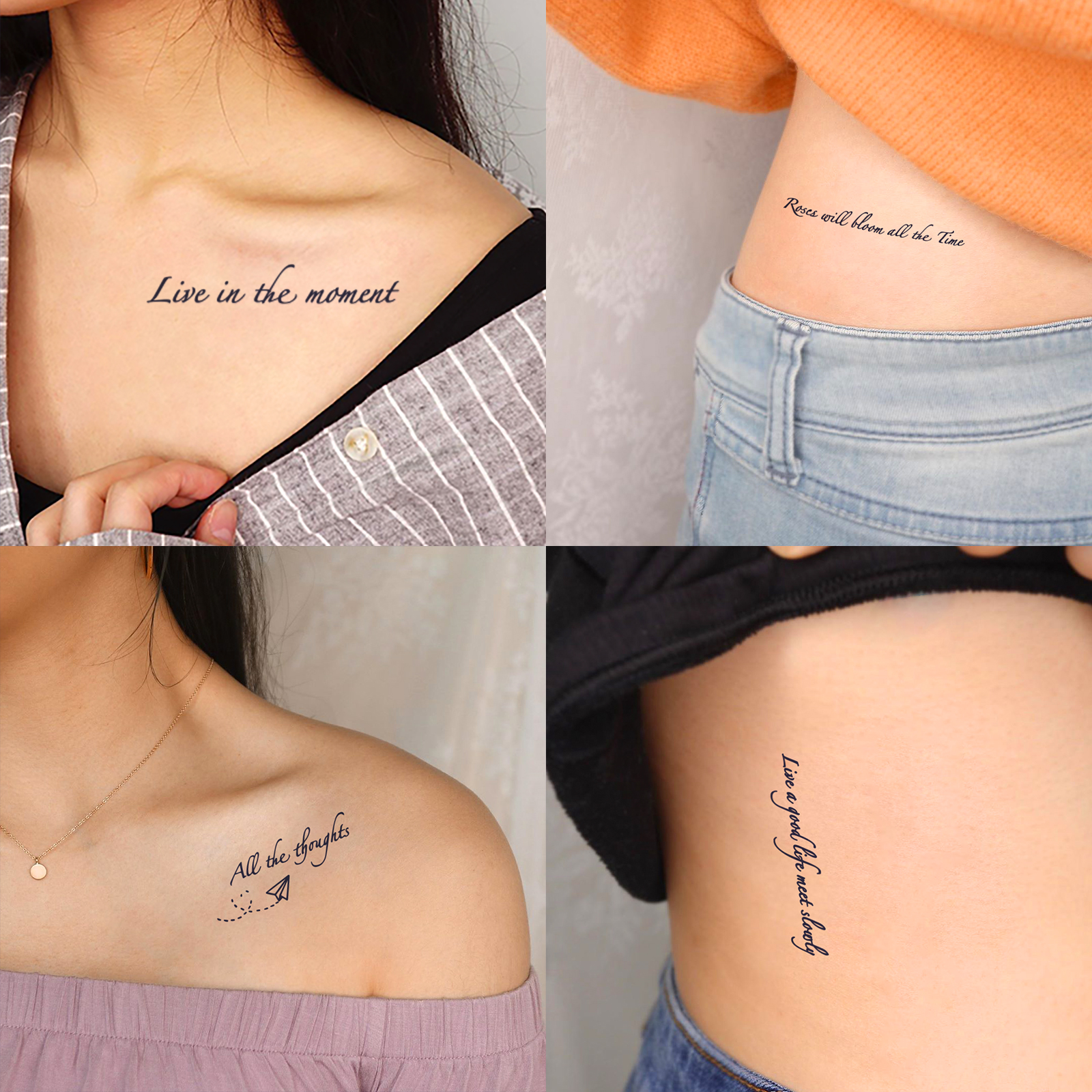 10 Sheets Creative Sketch Drawing Temporary Tattoo Flowers Butterfly Dandelion Daisy Letters Sticker Waterproof Body Art 스티커