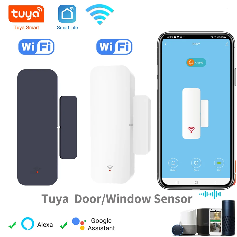 Tuya Wi-Fi дверной датчик, датчик входа в окно, охранный магнитный датчик, сигнализация, умная жизнь, работа с Alexa Google Home