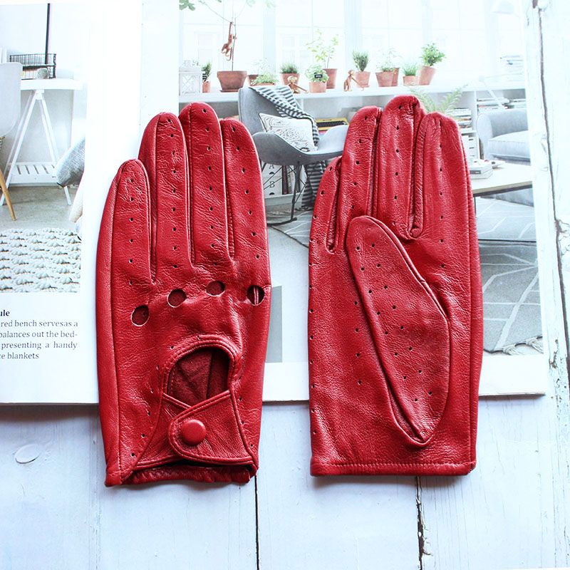 Guantes de cuero para conducir para mujer, de una sola capa, sin forro, finos, estilo hueco, al aire libre para Conductor de ciclismo, Envío Gratis