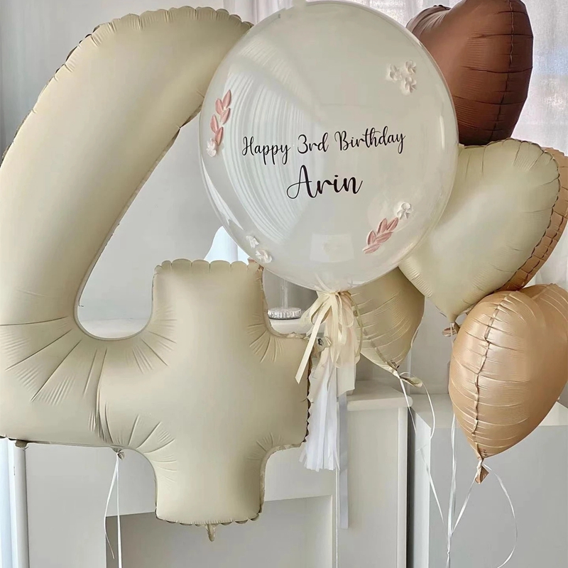32/40Inch Màu Kem Số Bóng 1-9 Kỹ Thuật Số Lớn Lá Heli Chấm Bi Bé Gái Trẻ Em Người Lớn Hạnh Phúc sinh Nhật Cho Tiệc Cưới