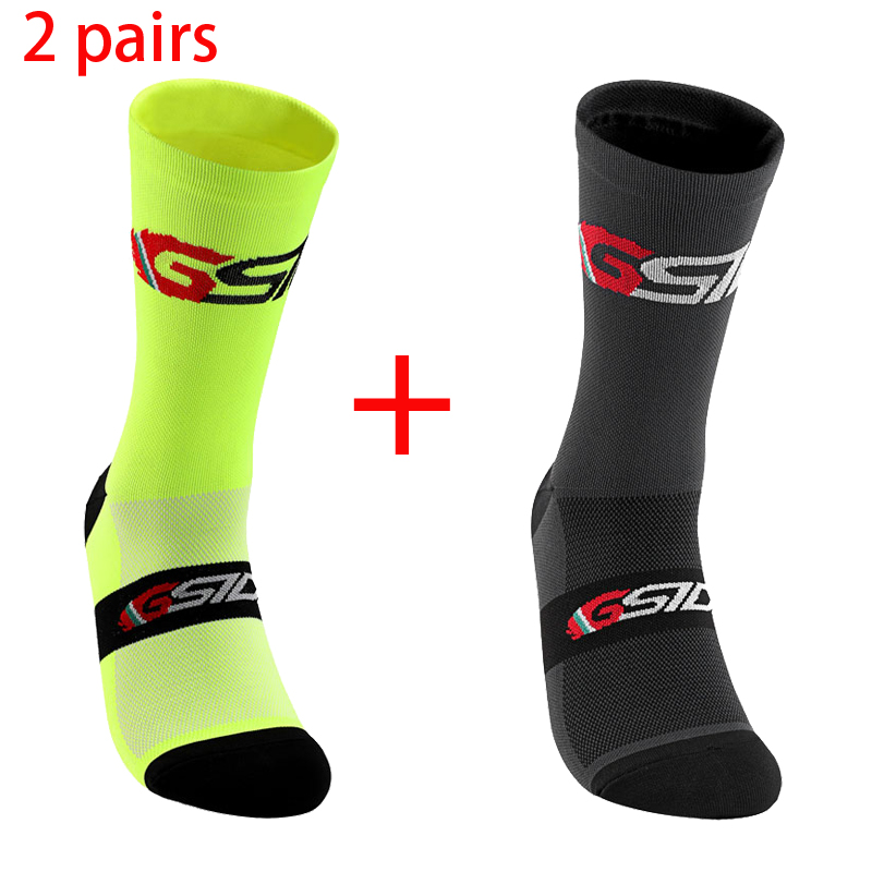 2 pares 2023 nuevos calcetines de ciclismo bicicleta enfermera compresión bicicleta de carretera correr Mtb hasta la rodilla deportes blancos marca divertida negro