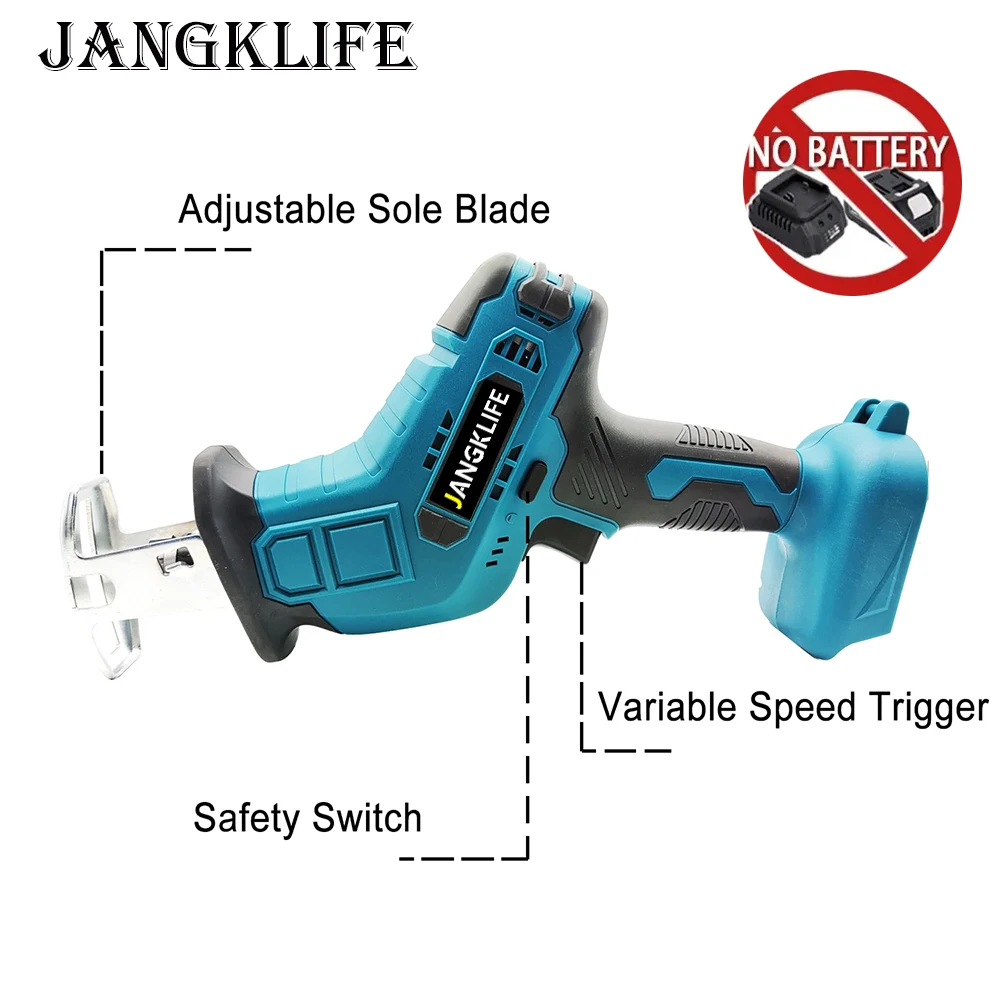 Akku-Säbelsäge, 18 V, einstellbare Geschwindigkeit, elektrische Säge, Holz, Metall, Rohrschneiden, passend für Makita 18 V Akku (ohne Akku)