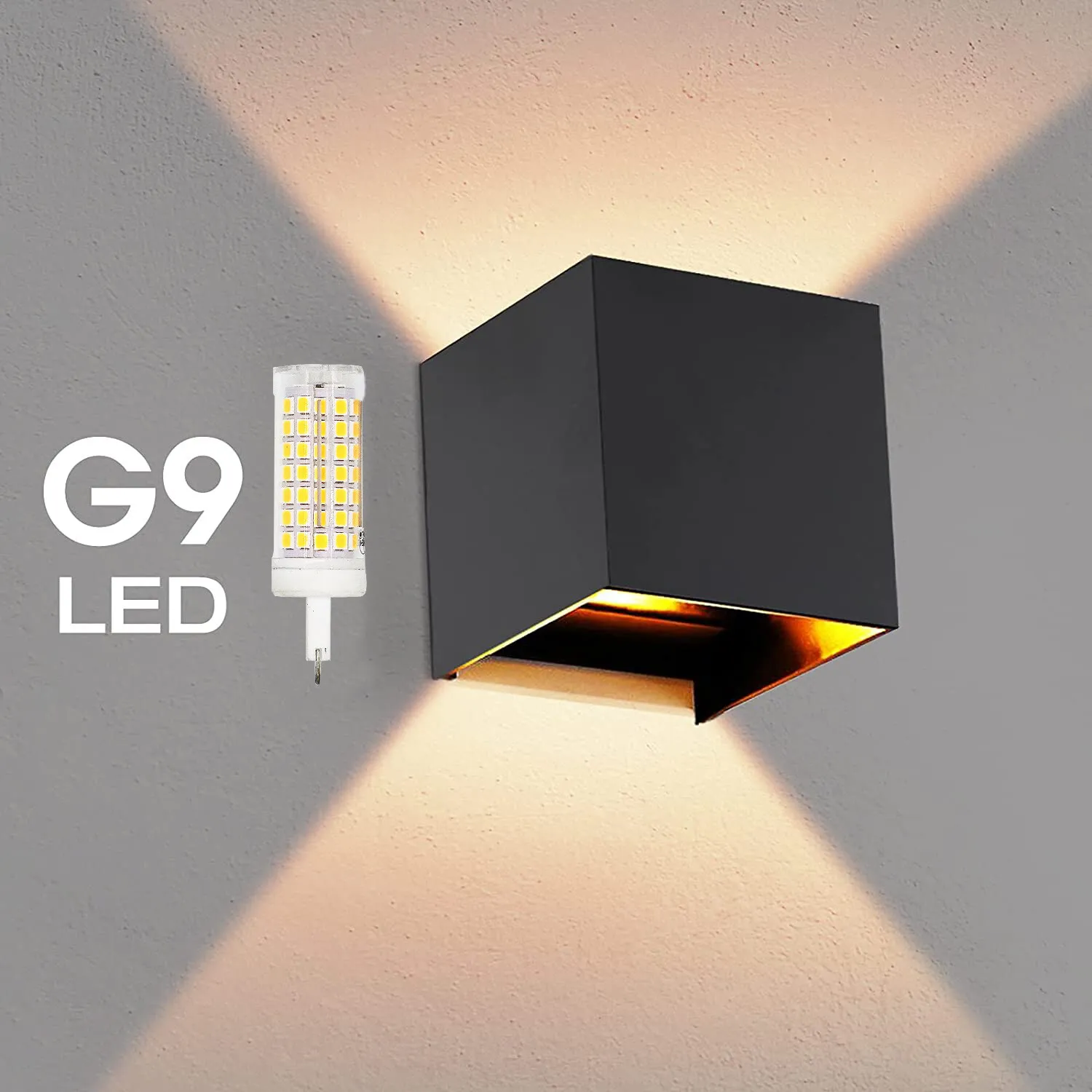 Lámpara de pared LED moderna impermeable IP65 luz de pared LED de aluminio exterior interior G9 bombilla reemplazable para sala de estar dormitorio pasillo