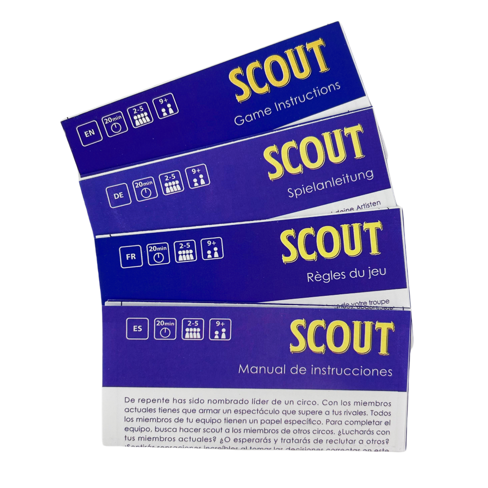 Scout Card Game For 2-5 Players • Funny Circus Family Board Games Deck