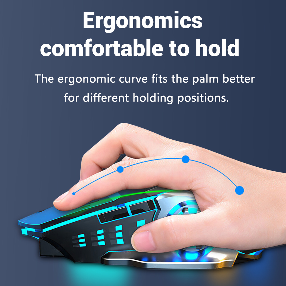 Ratón inalámbrico recargable para videojuegos, Mouse silencioso con Bluetooth, 2,4G, USB, retroiluminación mecánica, PC, Gamer