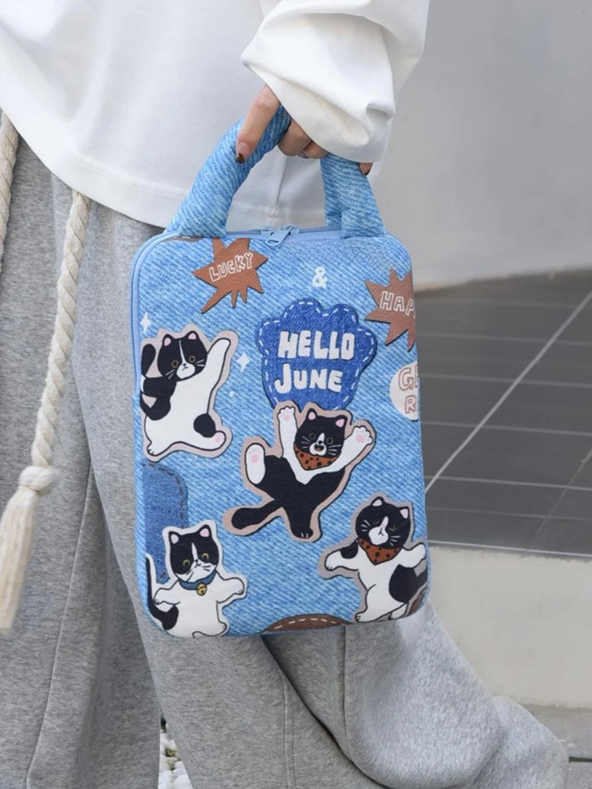 Cute fiti  Laptop Bag Women's Handbag  Inch iPad Tablet Protective Cover 5 Inch Storage Bag Faion Canvas Bag