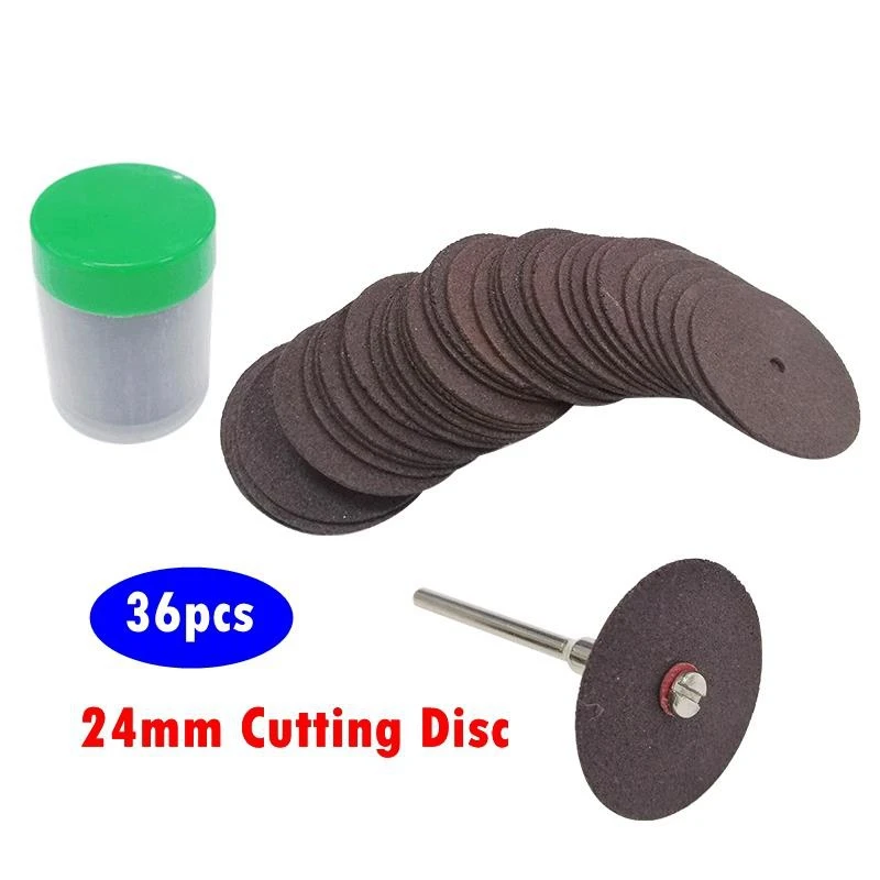36pcs 24mm Fiberglass Reinforced Mini Drill Metal Cutting Disc Cut Off Wheel Abrasive Tools Dremel Grinder Rotary Tool