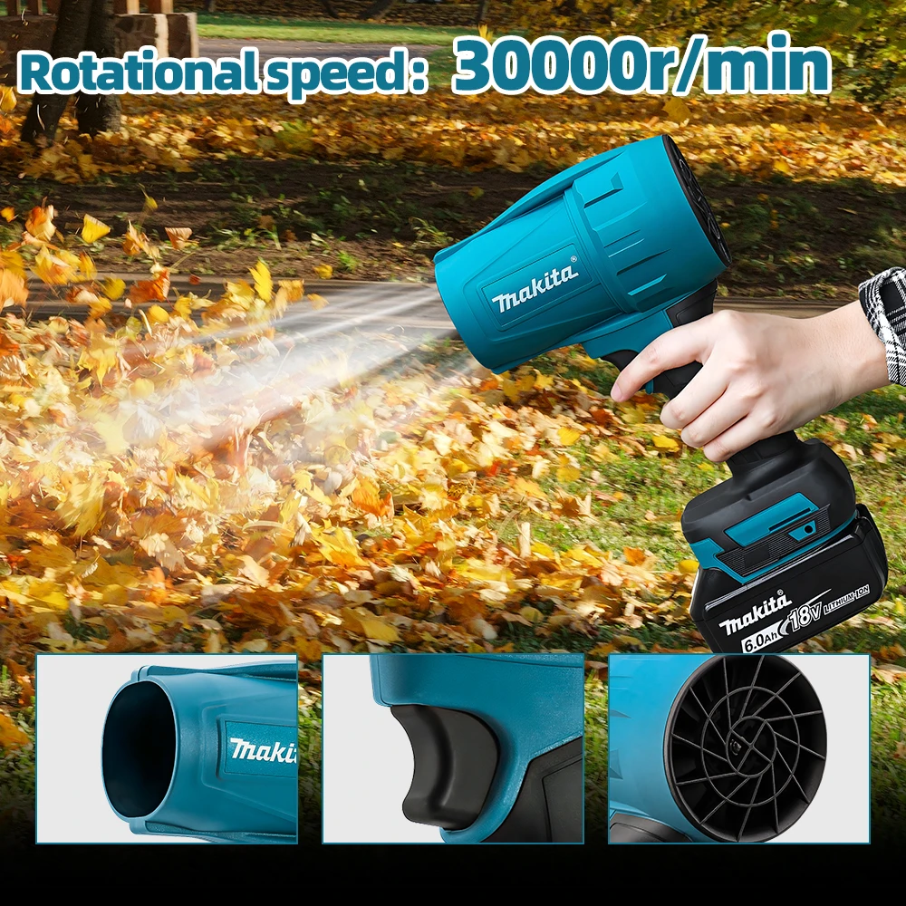 Makita-ventilador violento de 18V, ventilador Turbo Jet de 30000RPM, plumero de aire eléctrico, velocidad del viento, Turbo recargable con limpieza ligera para coche