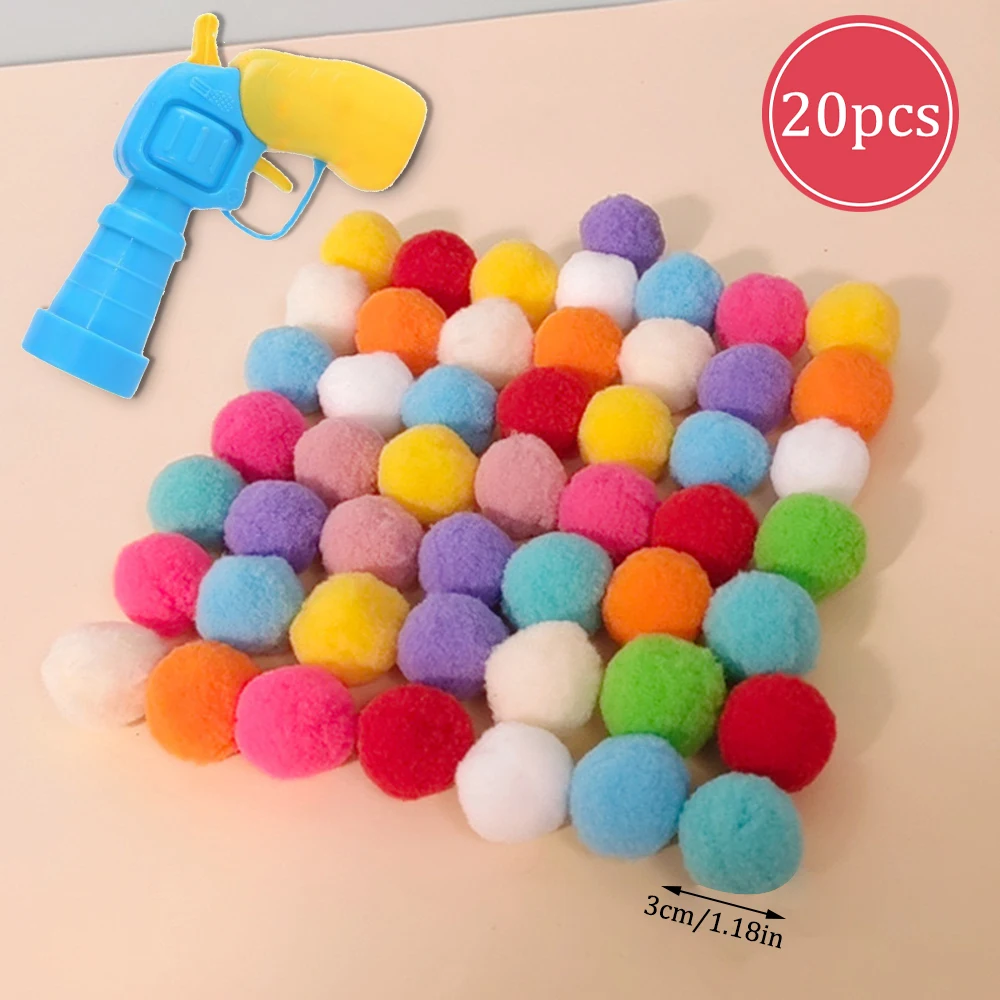 Cat Toy Interactive High Fun Toy Gun Plush Ball Firing Gun Silent Polyester High Bounce Ball Fun Cat Stick