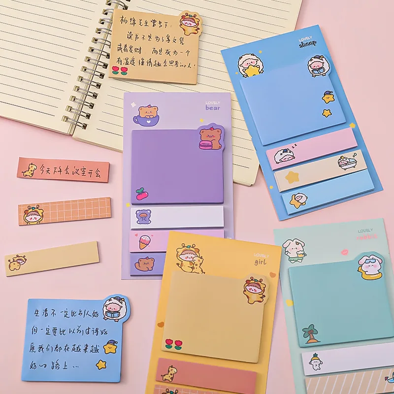 การ์ตูน Sticky Notes Kawaii น่ารัก MeMO Pad แบบพกพาป้ายดัชนีสติกเกอร์หมายเหตุเครื่องเขียนโรงเรียน