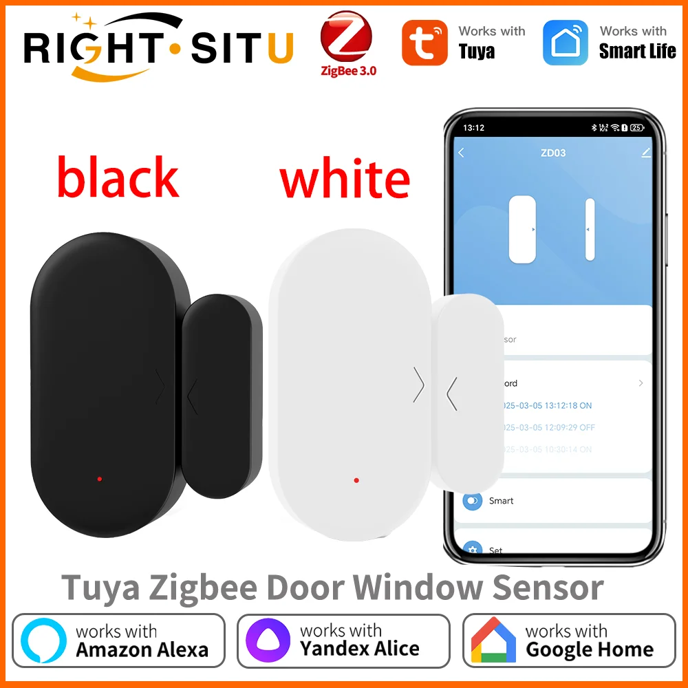 Czujnik drzwi Zigbee 3.0 Czujnik okna do inteligentnego domu APP Zdalne sterowanie Kompatybilny z Alexa Google Assistant Smart Life Tuya