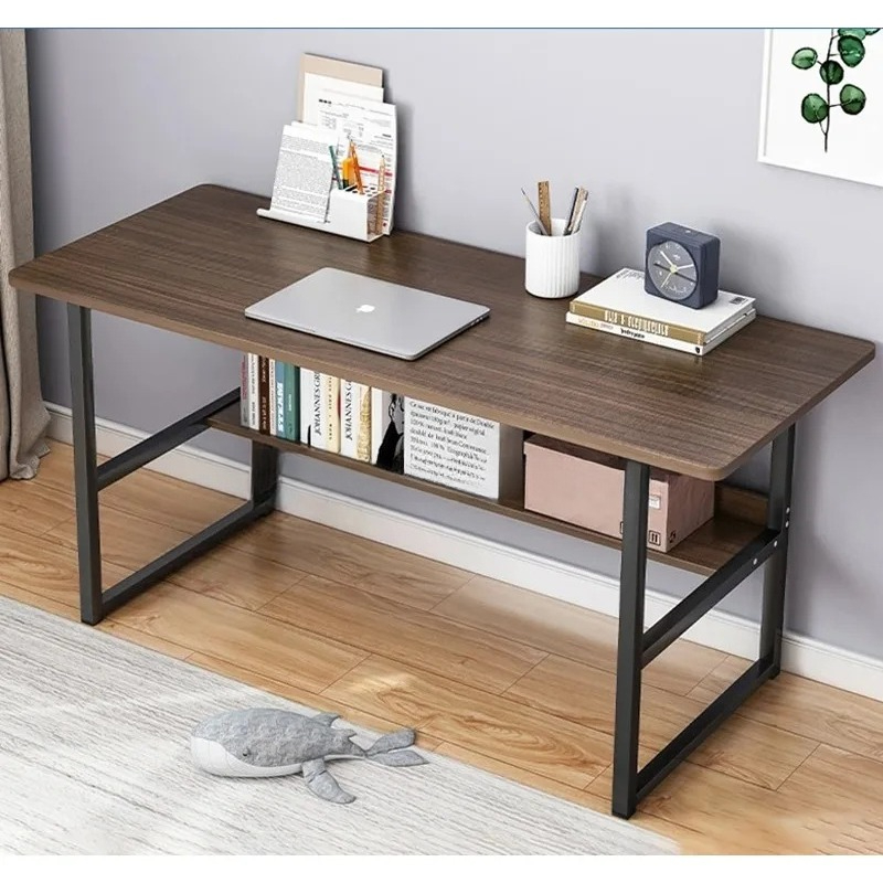 Sturdy Room Students Study Table Wide Desktop Rounded Corners Office Computer Desk With Storage Layer Simple Home Gaming Desk