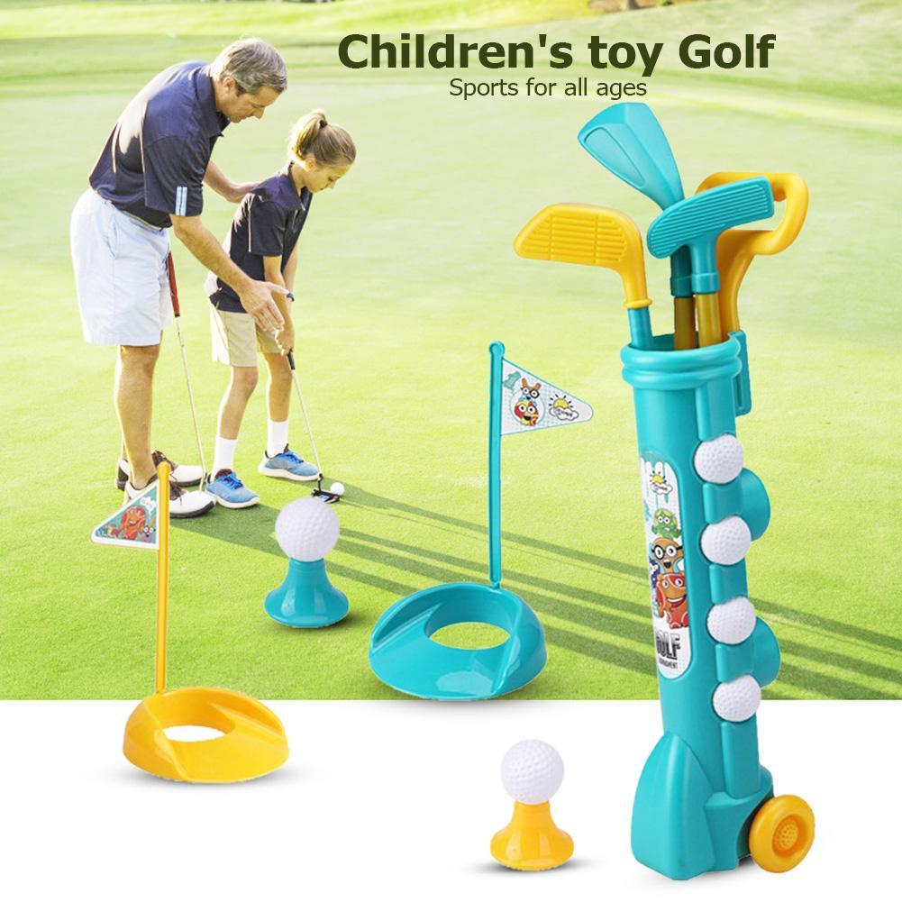 子供用バックバッグ付きポータブルゴルフクラブセット、ゲームスポーツおもちゃ、旗マット、ゴルフ練習ボール、子供用屋外おもちゃ