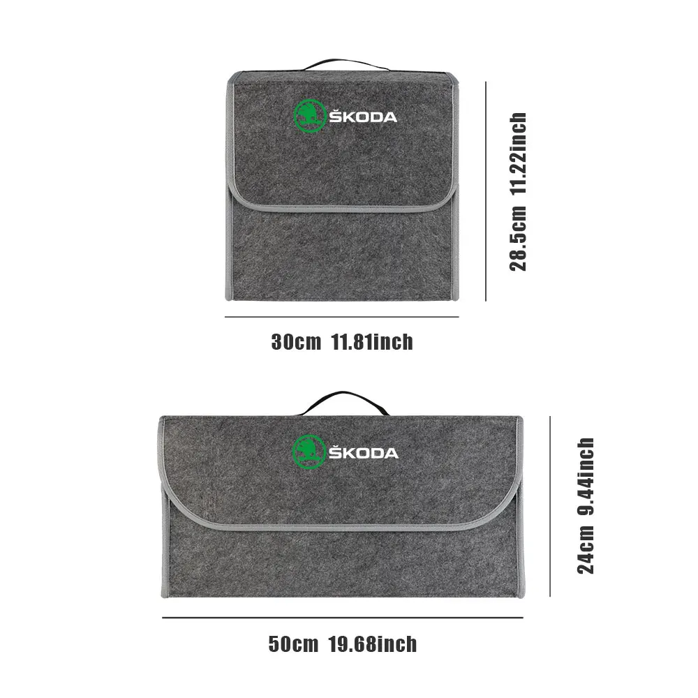 Car Organizer Trunk Leather Storage Bag Folding Stowing Tidying Box For Skoda Rapid Scala Kodiaq Fabia Kamiq Karoq Octavia A5 A7