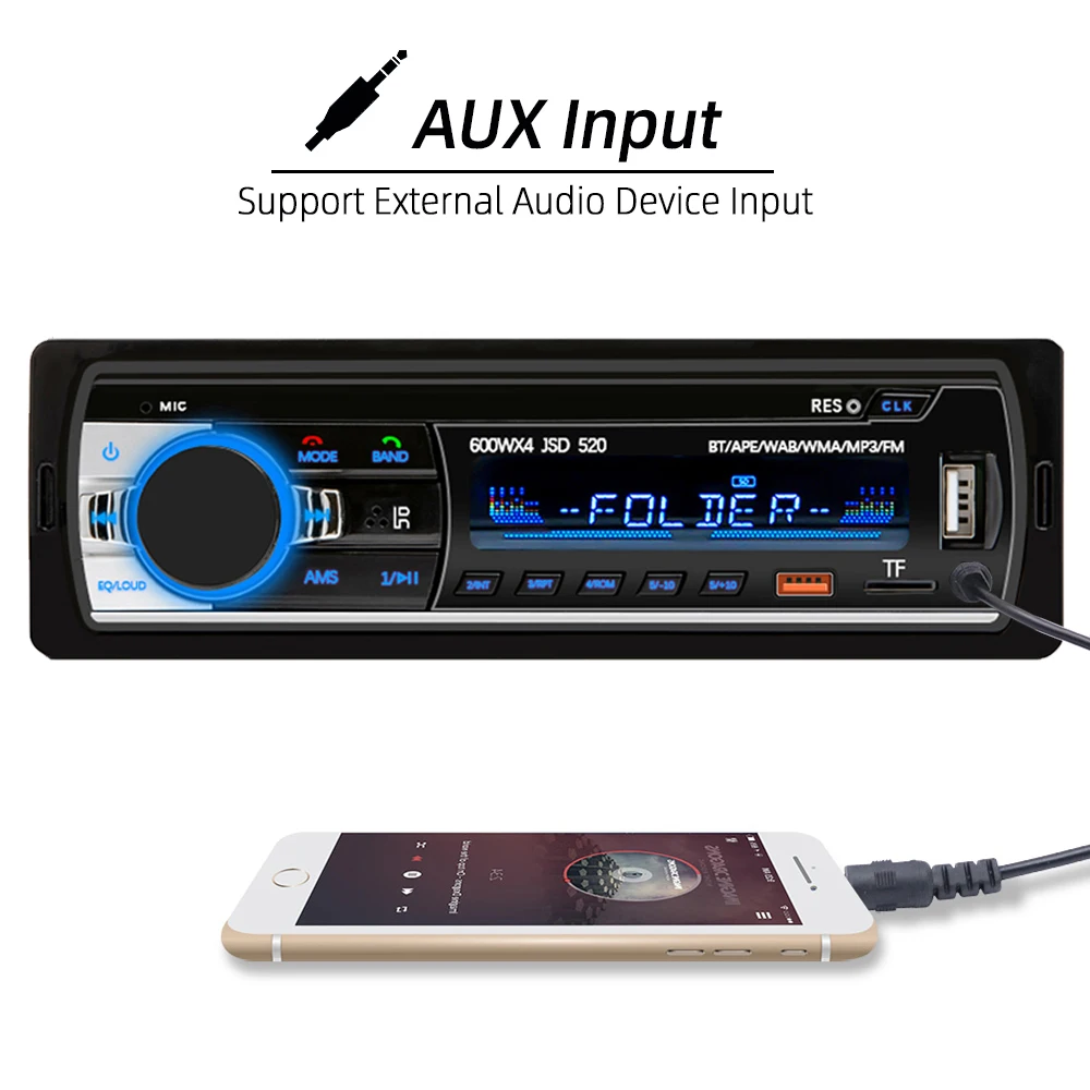 HIPPBQCC Car Radio 1din MP3 Player Digital Bluetooth Car Stereo Player FM Radio Stereo Audio Music USB/SD with In Dash AUX Input