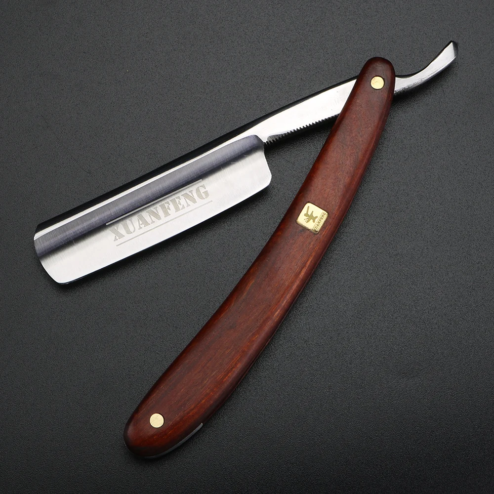XUAN FENG Zambian Bloodwood มีดโกนพับเหล็กชุบแข็งความแข็งสูง SHARP ตรงมีดโกนมีดโกนผู้ชาย