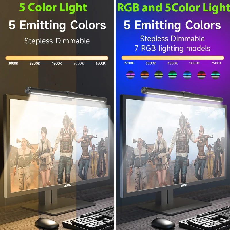 Lampes de bureau Led à intensité variable en continu lumières suspendues d'écran rvb pour rétro-éclairage de moniteur d'ordinateur lumière de barre d'écran LED pour l'étude de bureau