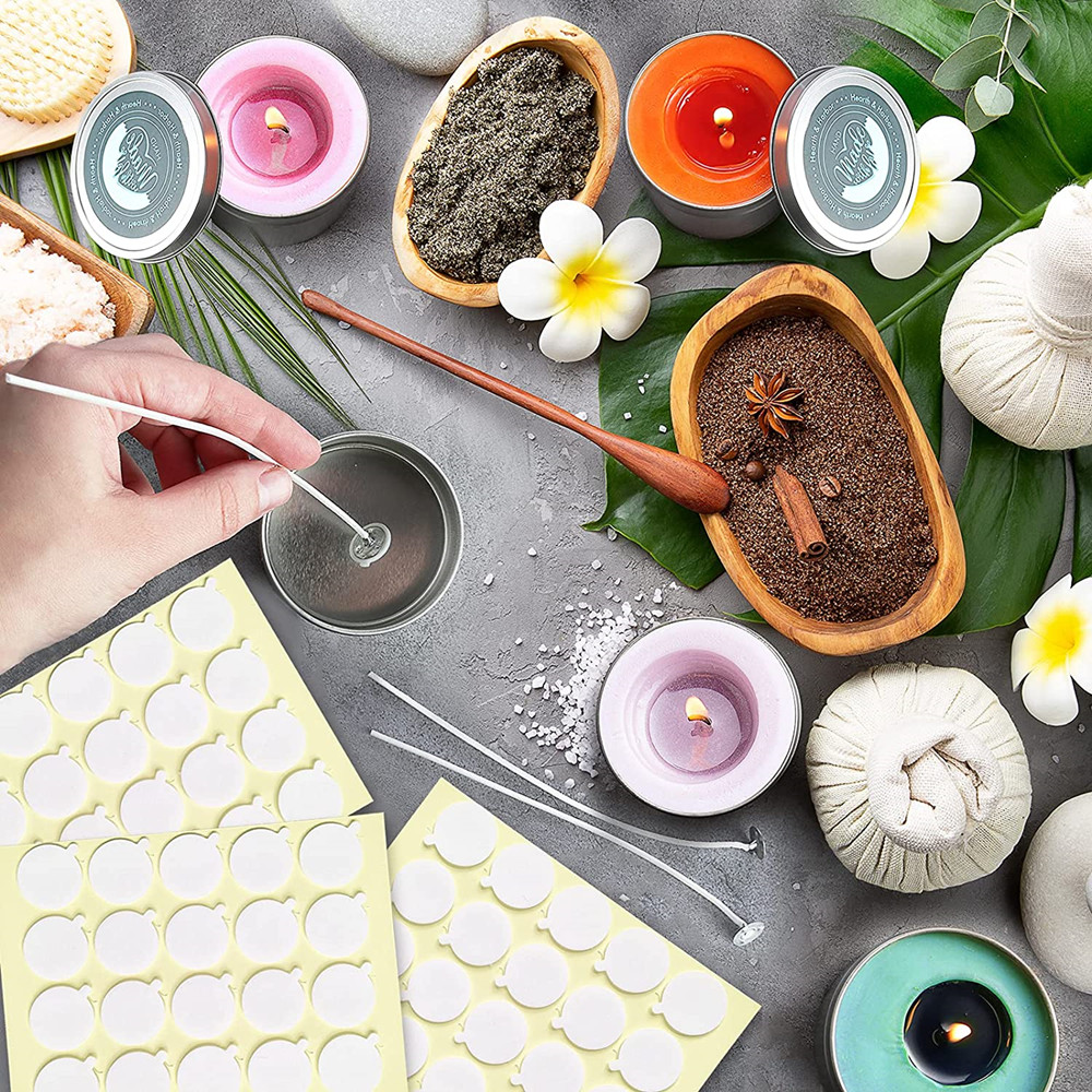 240PCS 양초 심지 스티커 내열성 양면 스티커 작은 ''꼬리''가 뜨거운 왁스 심지 스티커에 꾸준히 붙어 있음