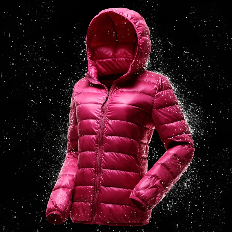 Kurze Pufferjacken für Damen mit Kapuze, 2023, Neuheiten, 90 % weiße Entendaunen, Herbst und Winter, ultraleicht, warm halten