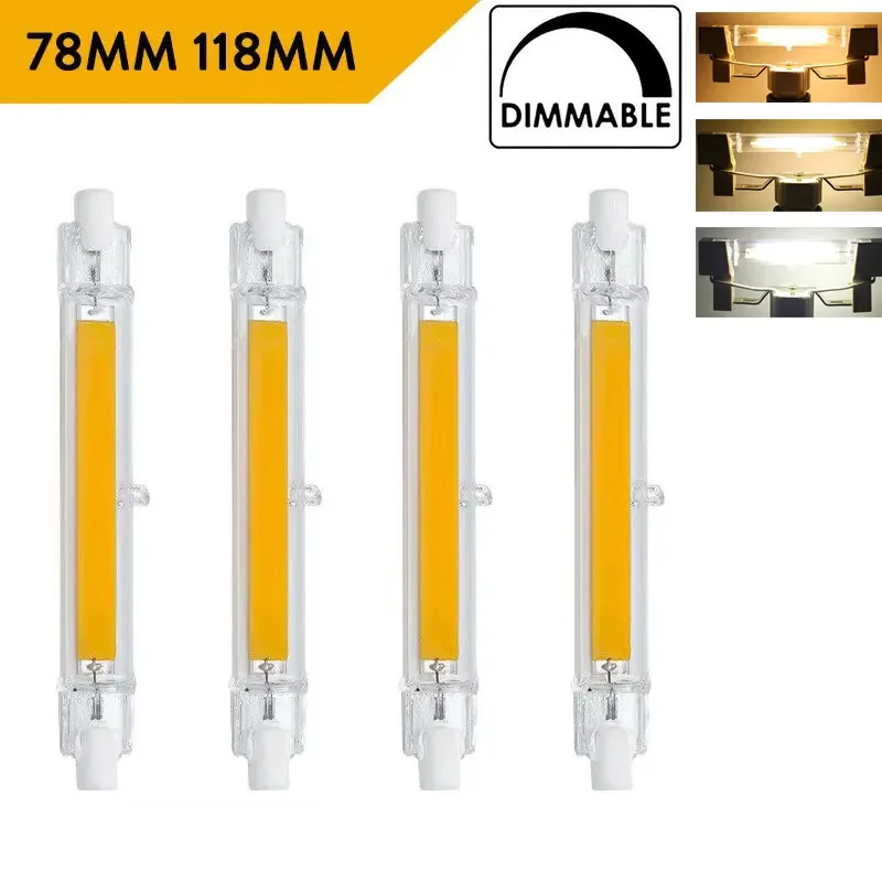 1-10Pcs dimmerabile R7S COB LED tubo di vetro 78MM 118MM 7W 15W 28W lampadina a LED J78 J118 110V 220V lampada a LED luce calda/fredda/neutra Consegna veloce 4-6 giorni Arrivo Spedizione gratuita