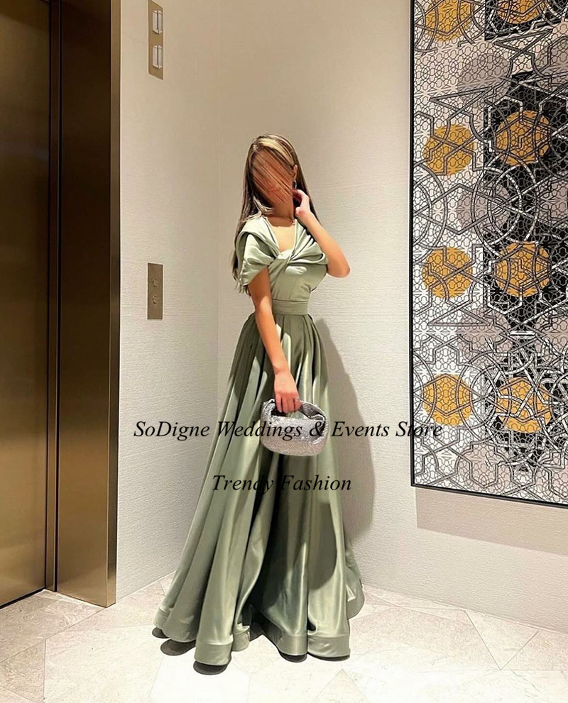 Sodigne ชุดเดรสงานพรอมแขนยาวสำหรับผู้หญิงอาหรับ, เดรสงานพรอมยาวคลุมชุดออกงานกลางคืนผ้าซาตินดูไบไซส์ใหญ่พิเศษชุดเดรสทางการปรับแต่งได้