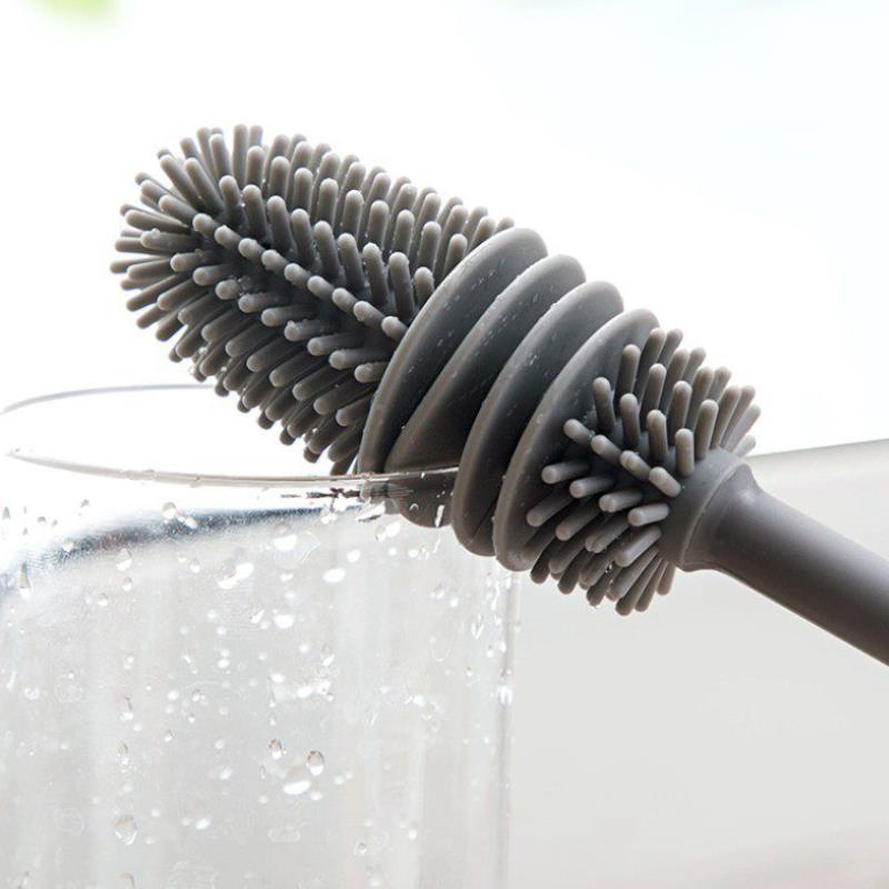 Kitchen Multifunctional Rotating Cup Brush Pot Household Long Handle Cup Brush Silicone Cup Brush Household Cleaning Brush