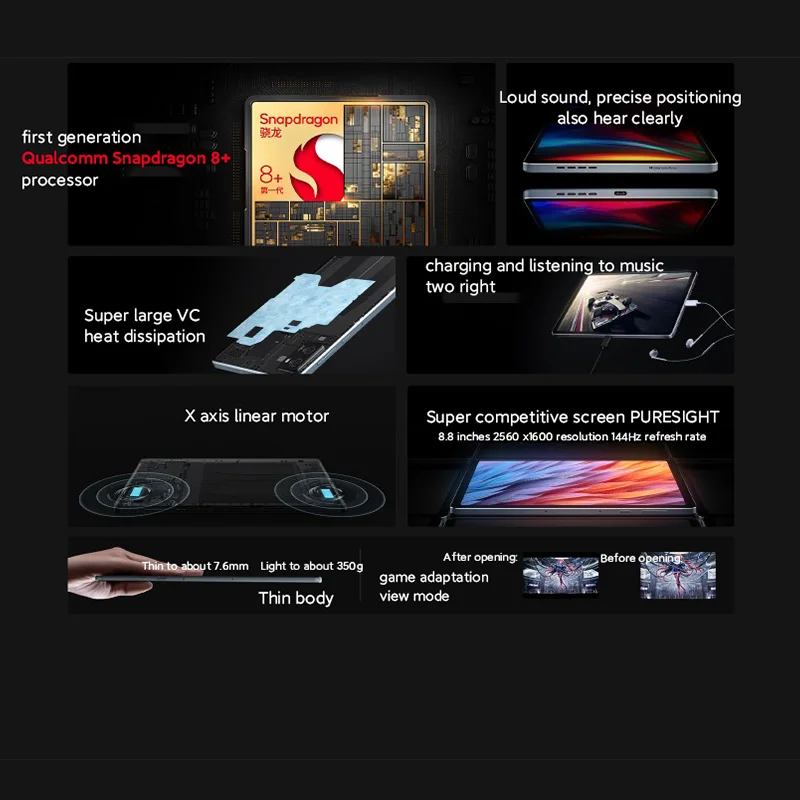 New Lenovo LEGION Y700 2023 Snapdragon 8+ 8.8" Octa Core 144Hz Refresh Rate WIFI ZUI15 Gaming Tablet PC Tab
