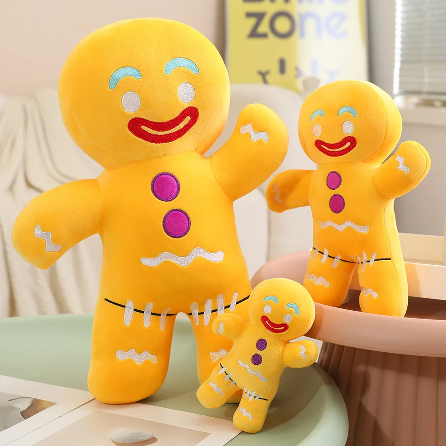Christmas Gingerbread Man Pillow Gingerbread Plush Stuffed Pillow Fun Gingerbread Shaped Decorative Throw Pillows for Sofa Cushi
