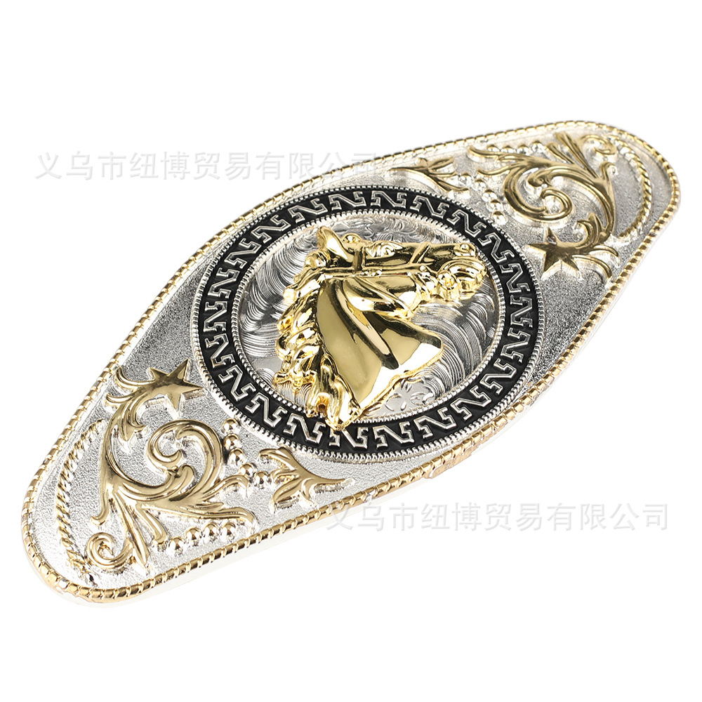 Fivela de cinto de cabeça de cavalo dourado para esportes equestres Matador