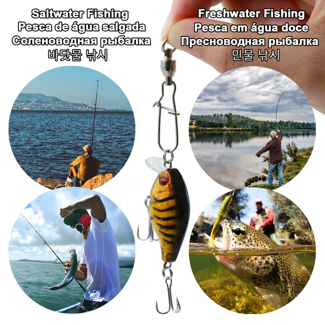 9KM 10Pcs 낚시 볼 베어링 회전 Duolock 스냅 스테인레스 스틸 낚시 커넥터 크레인 배럴 미끼 물고기 태클과 회전