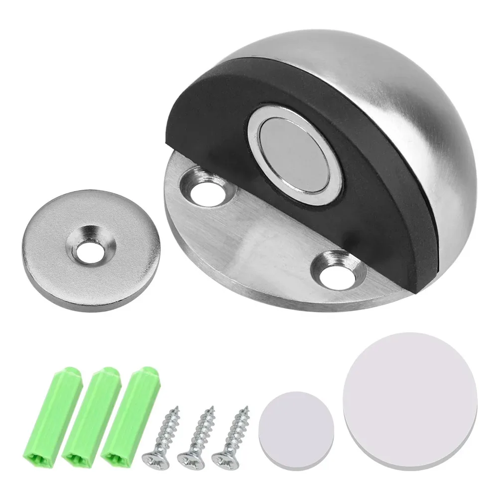 KK&FING Stainless Steel Magnetic Door Stopper Punch-free Door Touch Magnetic Suction Rubber Semi-circle Anti-collision Door Stop