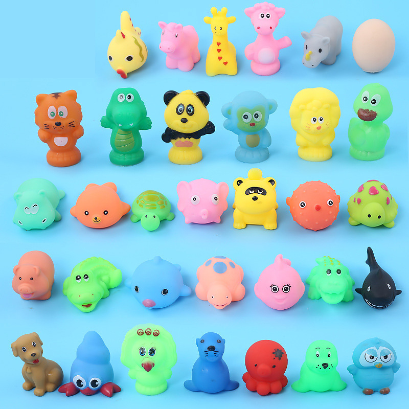 10 ピース/セット赤ちゃんかわいい動物お風呂のおもちゃ水泳水のおもちゃソフトラバーフロートスクイズサウンド子供洗濯遊び面白いギフト