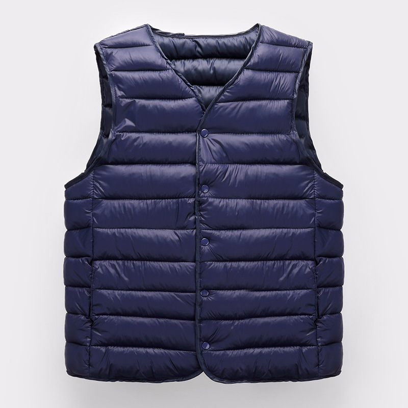 Chaleco de plumón blanco de estilo básico para hombre, chaleco ultraligero portátil con cuello en V, abrigo sin mangas, Forro cálido de invierno, negro y verde, 5Xl