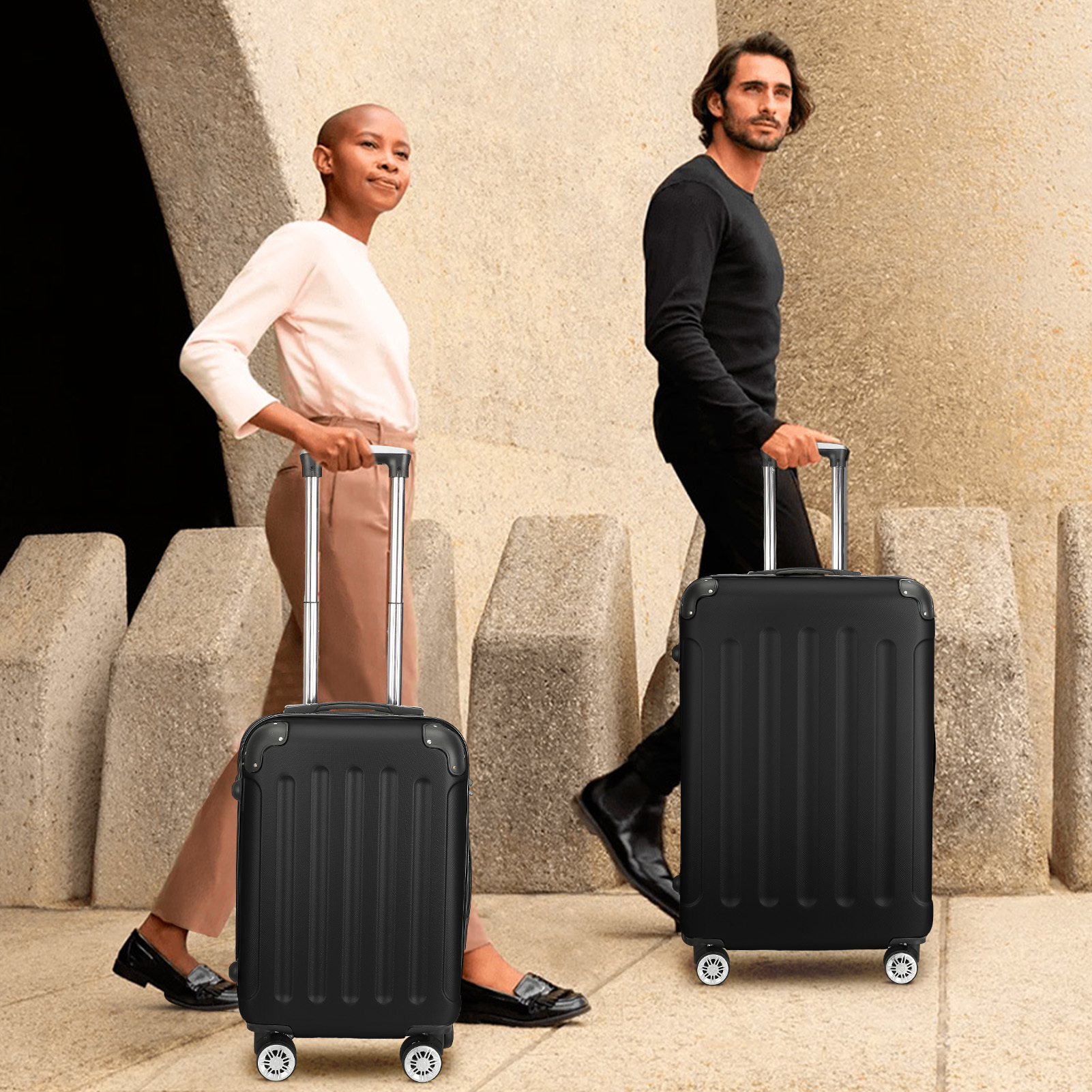 3-in-1 tragbarer ABS-Trolley 21 Zoll/24 Zoll/28 Zoll, mit Griff, 4 Universal-Rollen-Koffer, TSA-Schloss-Gepäckset