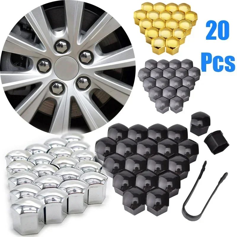 20 Pcs tappi per dadi ruota Auto protezione antiruggine mozzo Auto tappi a vite per pneumatici per Auto coperchi per bulloni dado tappi decorazione esterna 17/19/21mm