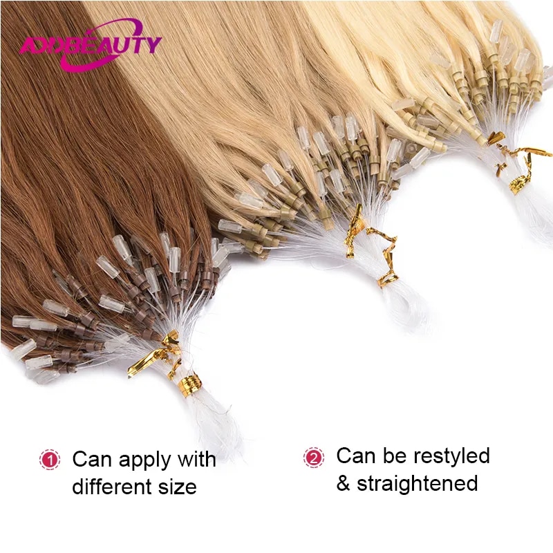 ThẳNg Tóc Phần Mở Rộng Cho Nữ Bộ 50 Dây Câu Cá Tóc Brasil Remy Tóc Micro Vòng Vô Hình Tự Nhiên