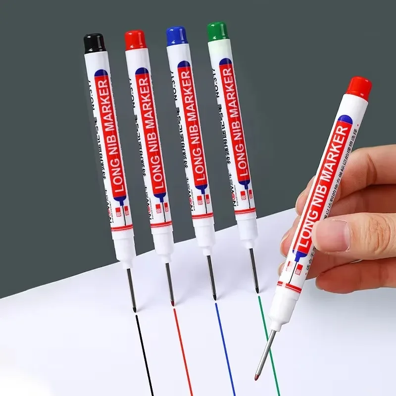 4Pcs/Set 20mm Deep Hole Long Nib Head Markers For Metal Perforating Pen Waterproof Bathroom Woodworking Decoration Multi-Purpose