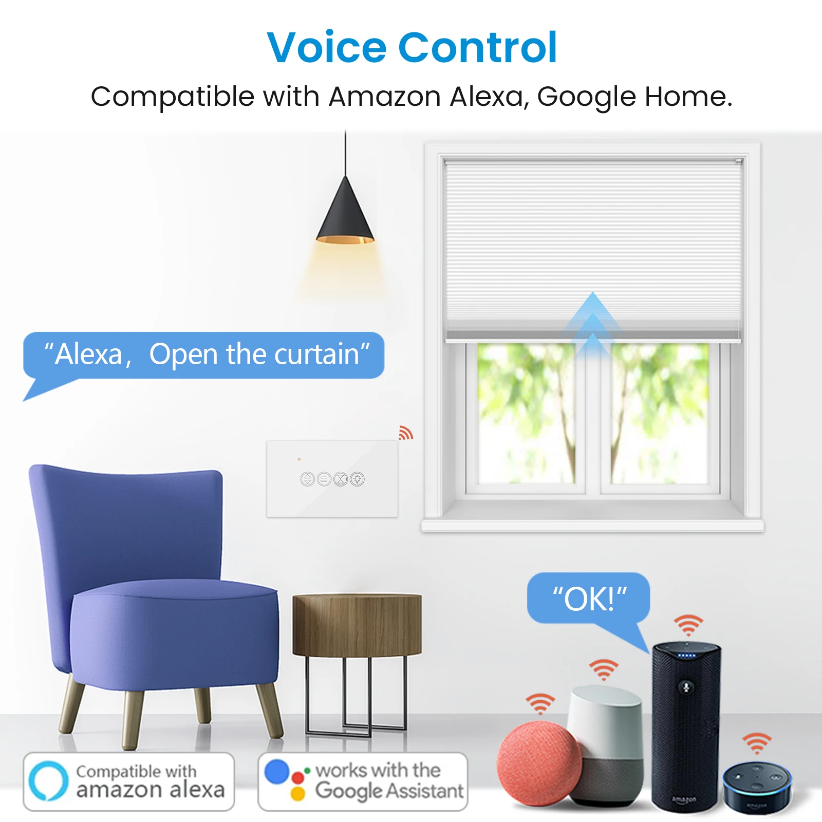 LoraTap ZigBee 3,0 Tuya Smart Life persiana enrollable cortina de luz interruptor estadounidense para persianas motorizadas funciona para Alexa Google Home