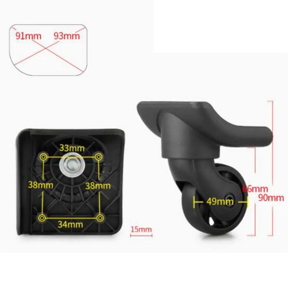 2 ชิ้นกระเป๋าเดินทาง Mute ล้อเปลี่ยน Spinner ล้อล้อสําหรับกระเป๋าเดินทาง