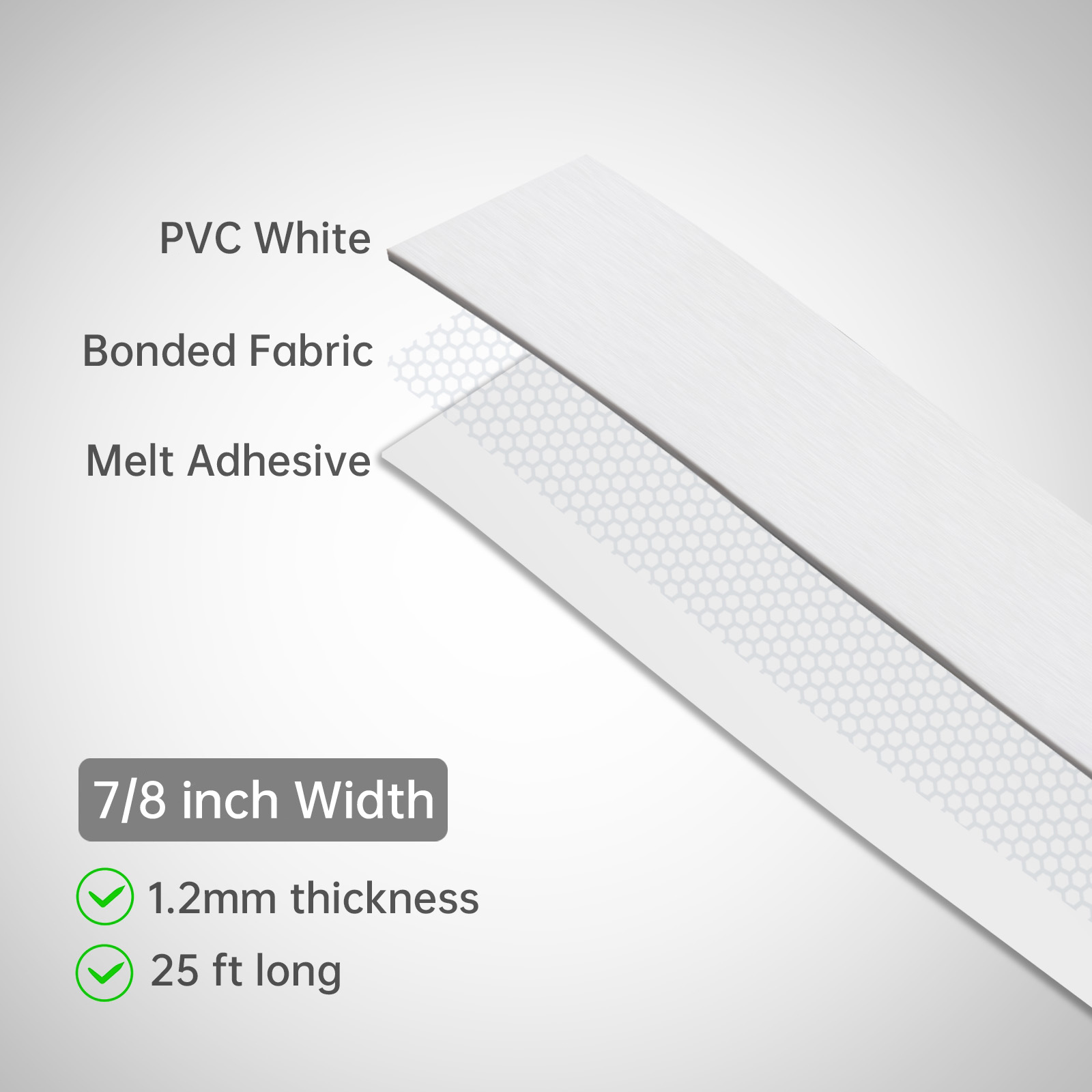 7,62 m zwart/wit smeltlijm PVC-kantenverlijming voorgelijmde fineerrand voor multiplextafel / kast