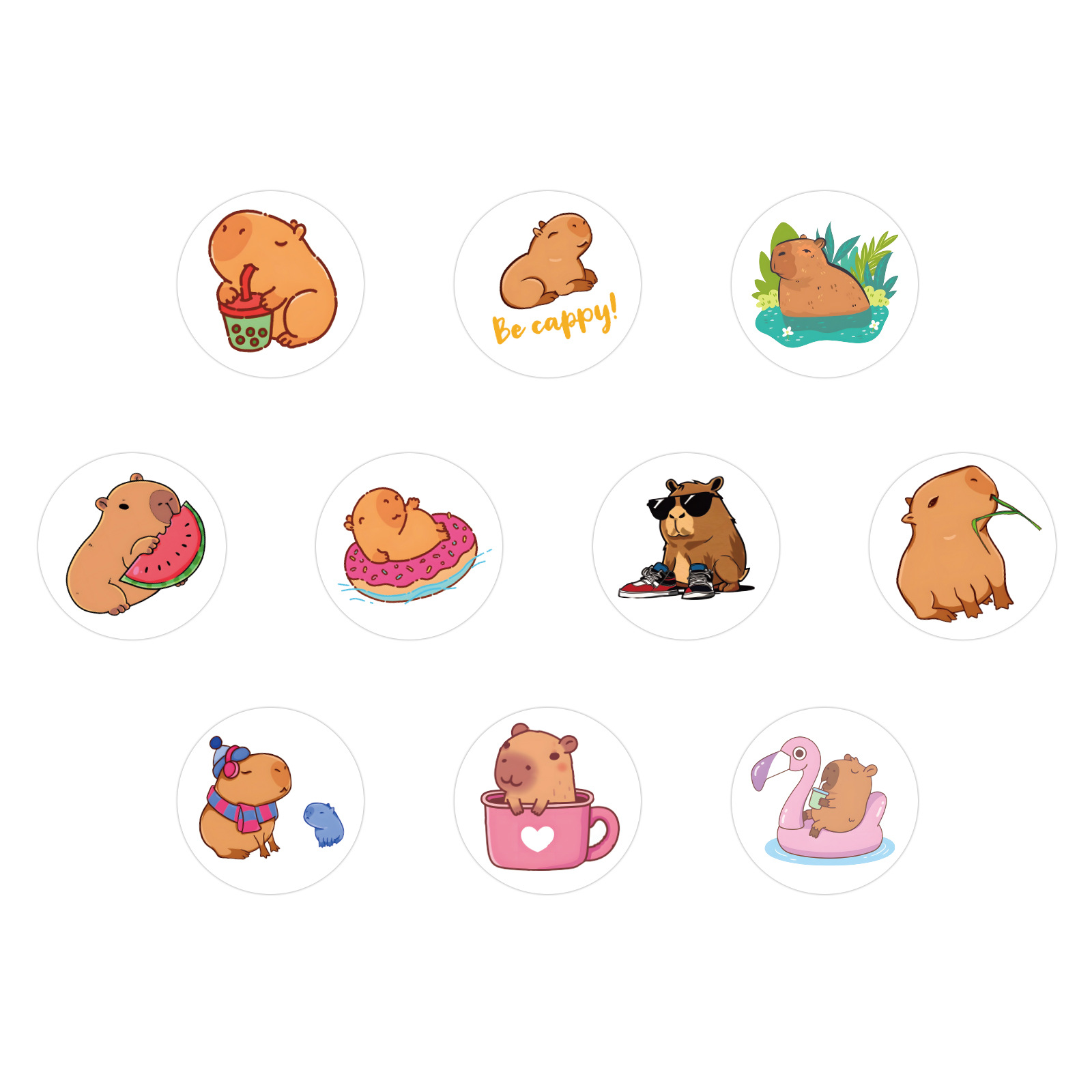 100-500pcs น่ารักอวบ Capybara การ์ตูนสัตว์สีน้ําตาลสติกเกอร์ DIY สมุดภาพโทรศัพท์รางวัลซีลป้ายสติ๊กเกอร์ติดผนังของเล่นเด็ก