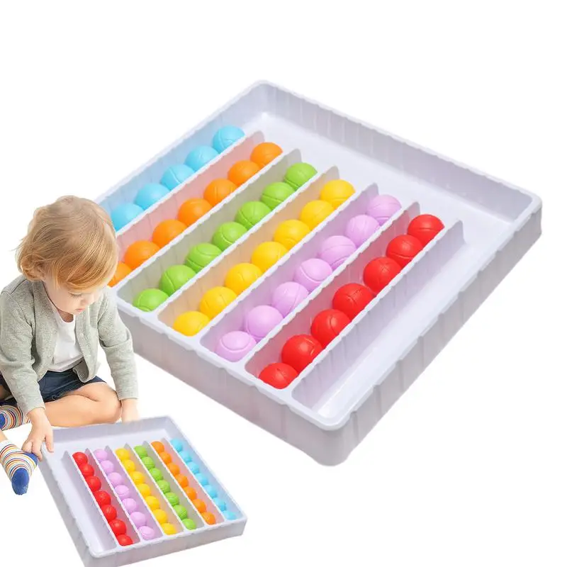子供のための色仕分けボールのおもちゃ、カラフルなボール、感覚ゲーム、レインボー、ボールボードゲーム、教育、感覚、インタラクティブなパズル